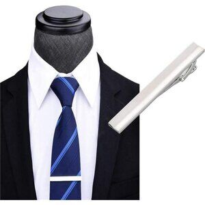 Silver Tie Clip Metal Necktie Bar Clasp for Men Dress Shirt Wedding Gift